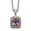 Shey Couture Sterling Silver with 14K Accent 18 Inch Antiqued Checkerboard-cut Cushion Bezel Amethyst Necklace