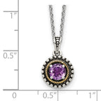 Shey Couture Sterling Silver with 14K Accent 18 Inch Antiqued Round Amethyst Necklace