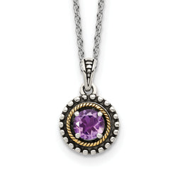 Shey Couture Sterling Silver with 14K Accent 18 Inch Antiqued Round Amethyst Necklace