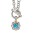 Shey Couture Sterling Silver Rhodium-plated with 14K Accent 18 Inch Round Light Swiss Blue Topaz and Diamond Toggle Necklace