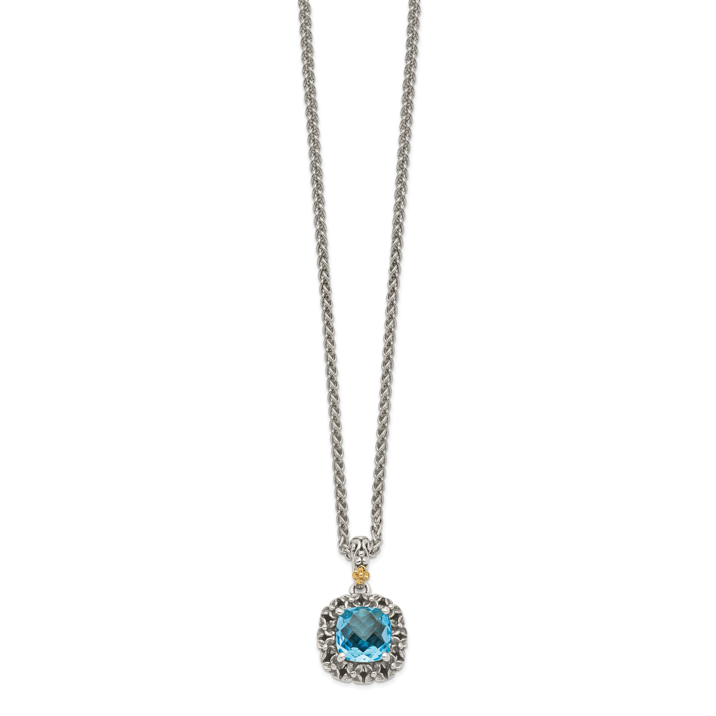 Shey Couture Sterling Silver with 14K Accent 18 Inch Antiqued Blue Topaz Necklace