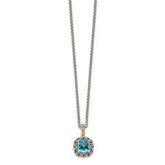 Shey Couture Sterling Silver with 14K Accent 18 Inch Antiqued Blue Topaz Necklace
