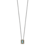 Shey Couture Sterling Silver with 14K Accent 18 Inch Emerald-cut Antiqued Light Swiss Blue Topaz Necklace