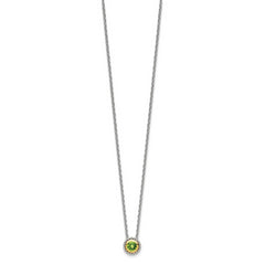 Shey Couture Sterling Silver with 14K Accent 18 Inch Antiqued Round Bezel Peridot Necklace