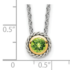Shey Couture Sterling Silver with 14K Accent 18 Inch Antiqued Round Bezel Peridot Necklace