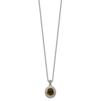 Shey Couture Sterling Silver with 14K Accent 18 Inch Antiqued Oval Bezel Smoky Quartz Necklace