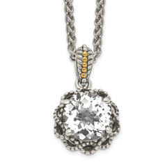 Shey Couture Sterling Silver with 14K Accent 18 Inch Antiqued Round White Topaz Necklace