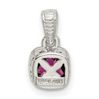 Shey Couture Sterling Silver Rhodium-plated with 14k Accent Polished Cushion-cut Rhodolite Garnet Pendant