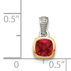 Shey Couture Sterling Silver Rhodium-plated with 14k Accent Polished Cushion-cut Created Ruby Pendant