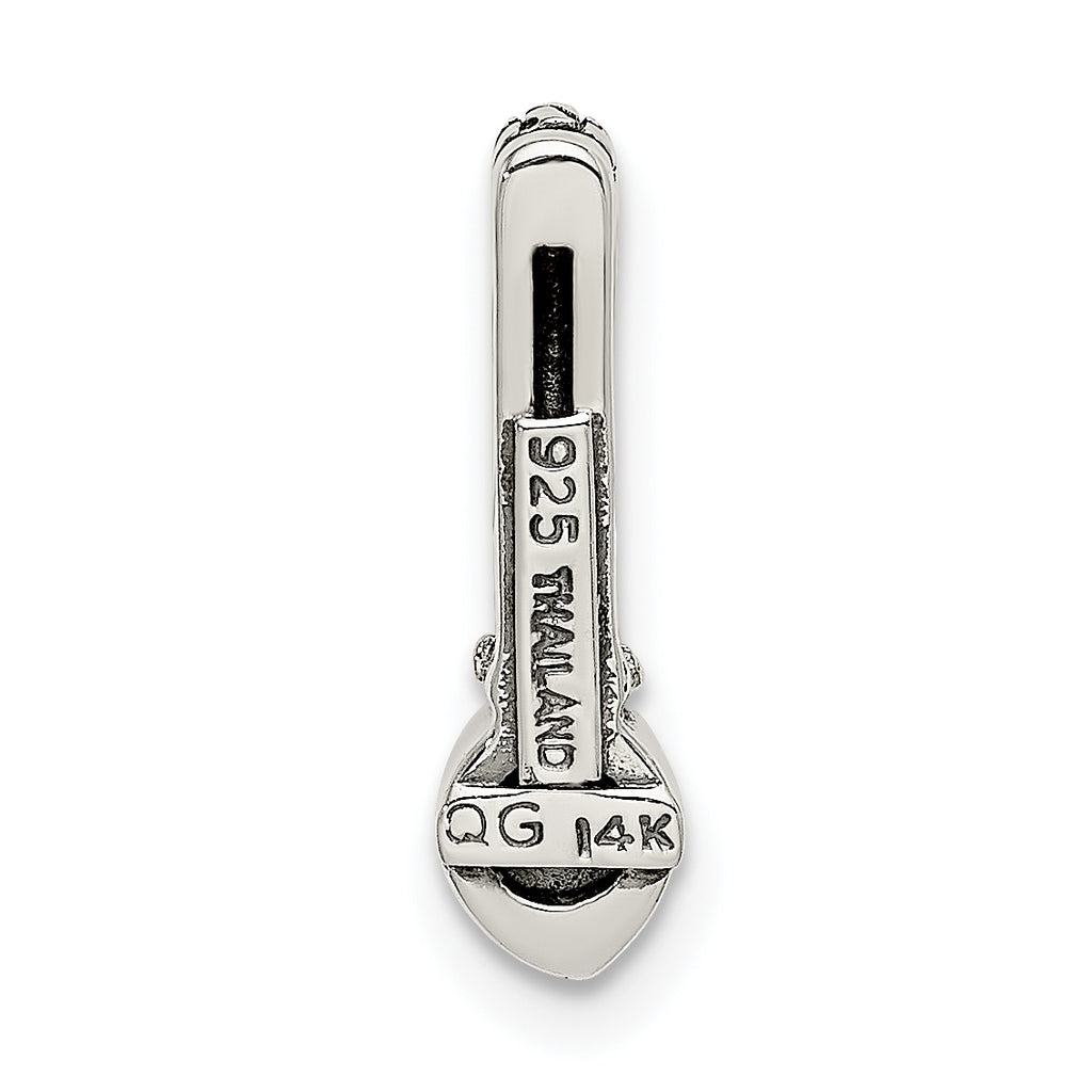 Shey Couture Sterling Silver Antiqued with 14k Accent Polished White Topaz Chain Slide Pendant