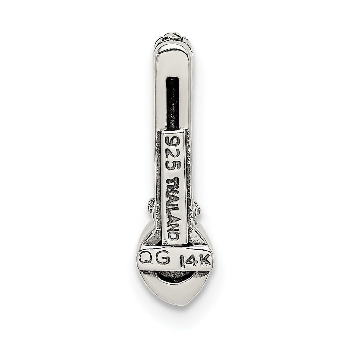 Shey Couture Sterling Silver Antiqued with 14k Accent Polished White Topaz Chain Slide Pendant