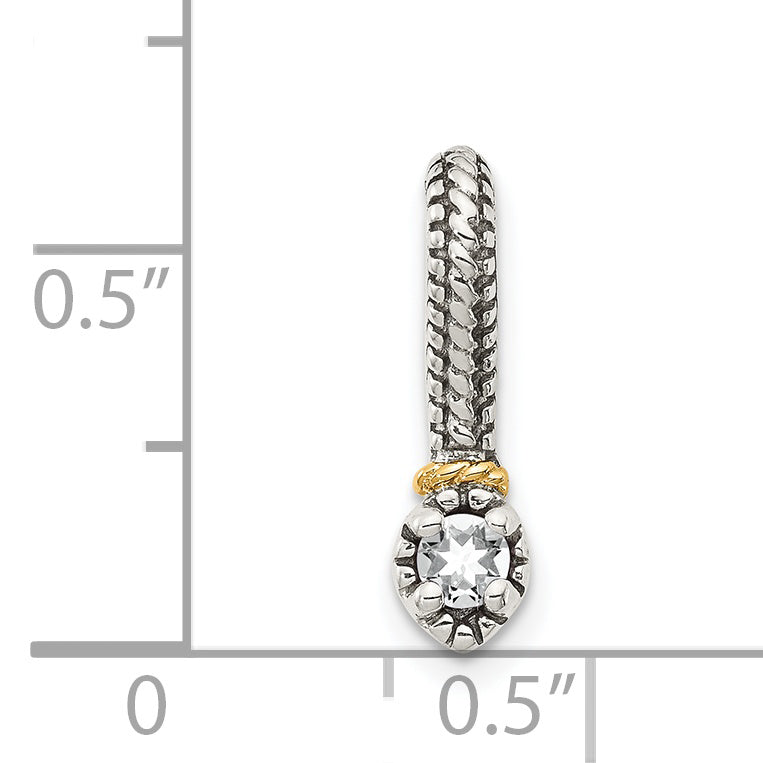 Shey Couture Sterling Silver Antiqued with 14k Accent Polished White Topaz Chain Slide Pendant
