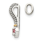 Shey Couture Sterling Silver Antiqued with 14k Accent Polished Pink Tourmaline Chain Slide Pendant