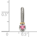 Shey Couture Sterling Silver Antiqued with 14k Accent Polished Pink Tourmaline Chain Slide Pendant
