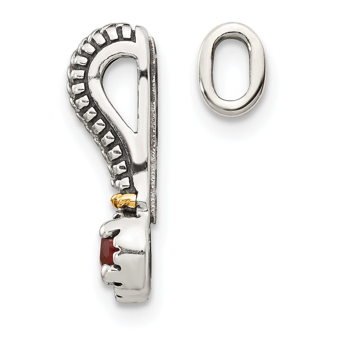 Shey Couture Sterling Silver Antiqued with 14k Accent Polished Garnet Chain Slide Pendant Secondary image