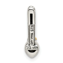 Shey Couture Sterling Silver Antiqued with 14k Accent Polished Garnet Chain Slide Pendant