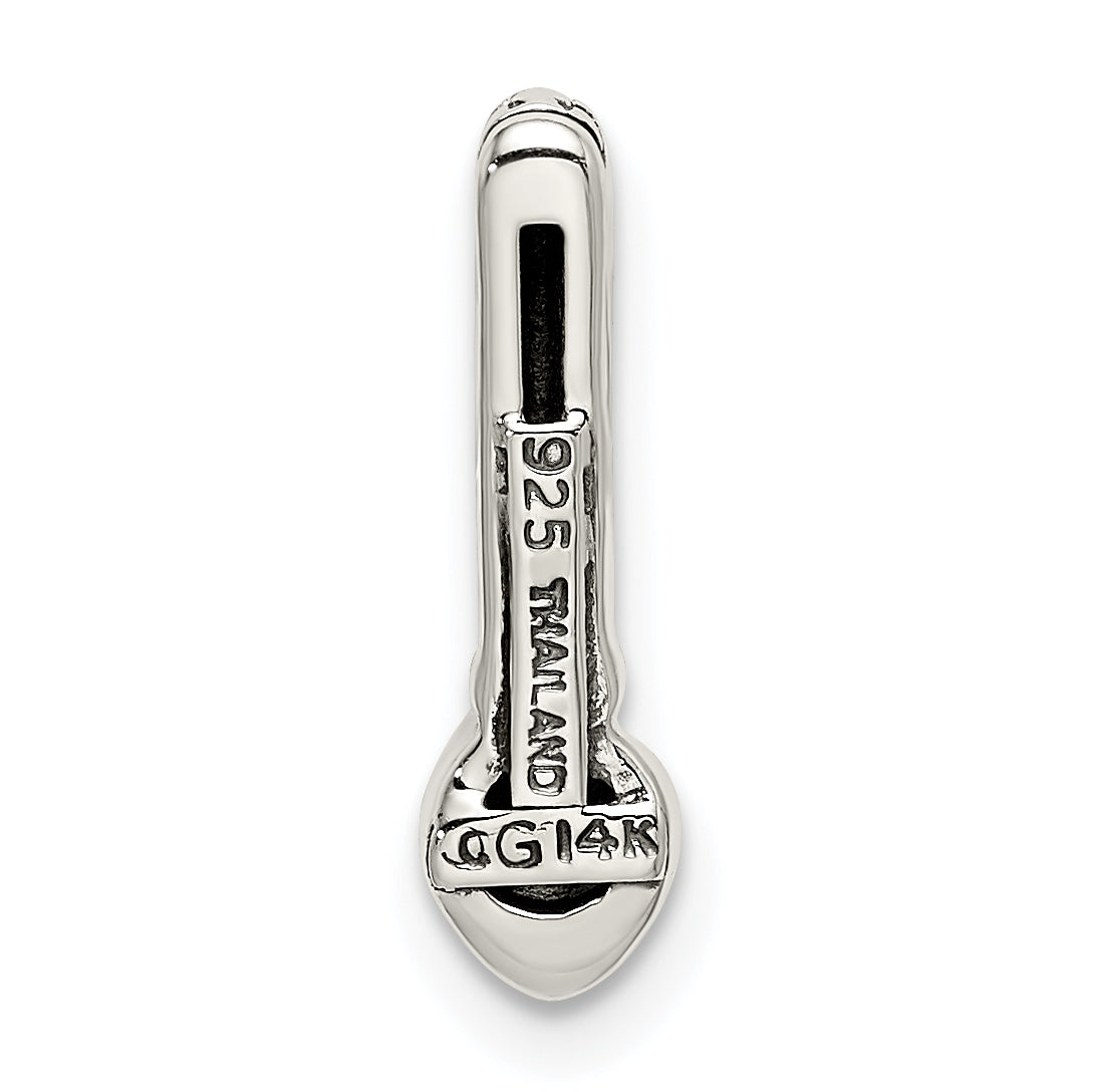 Shey Couture Sterling Silver Antiqued with 14k Accent Polished Rhodolite Garnet Chain Slide Pendant
