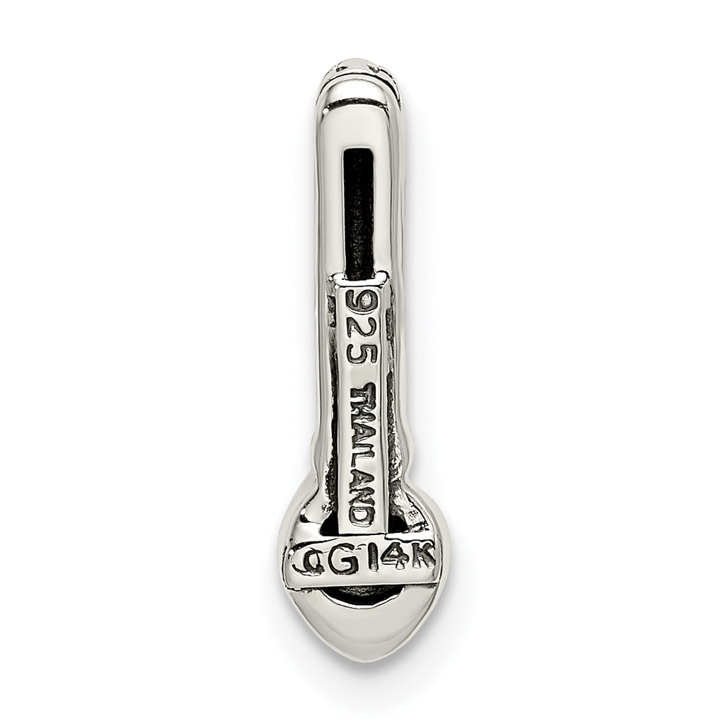 Shey Couture Sterling Silver Antiqued with 14k Accent Polished Rhodolite Garnet Chain Slide Pendant