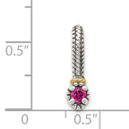 Shey Couture Sterling Silver Antiqued with 14k Accent Polished Created Ruby Chain Slide Pendant