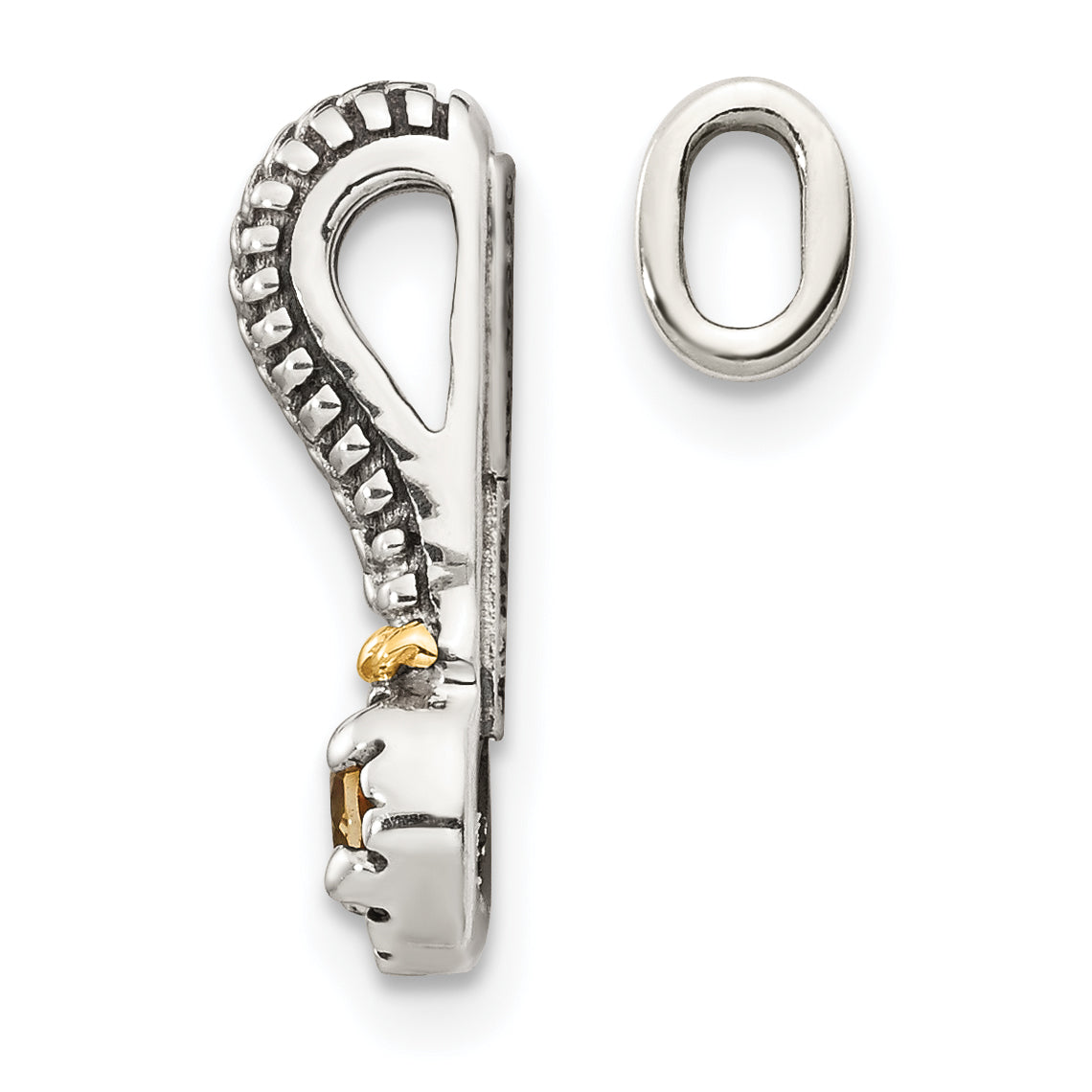 Shey Couture Sterling Silver Antiqued with 14k Accent Polished Citrine Chain Slide Pendant Secondary image