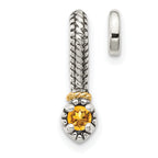 Shey Couture Sterling Silver Antiqued with 14k Accent Polished Citrine Chain Slide Pendant