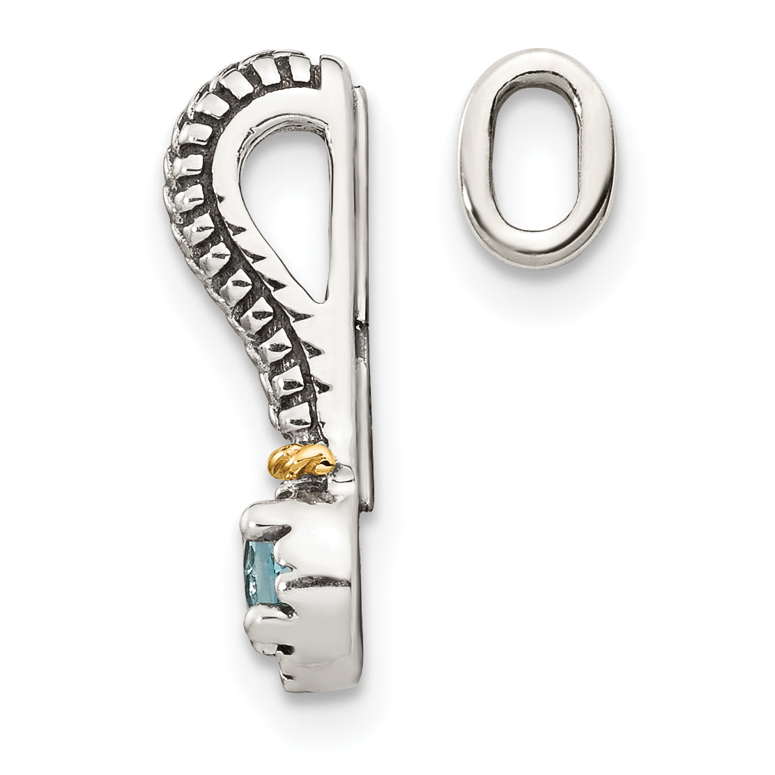 Shey Couture Sterling Silver Antiqued with 14k Accent Polished Blue Topaz Chain Slide Pendant Secondary image