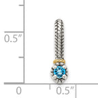 Shey Couture Sterling Silver Antiqued with 14k Accent Polished Blue Topaz Chain Slide Pendant