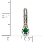 Shey Couture Sterling Silver Antiqued with 14k Accent Polished Created Emerald Chain Slide Pendant