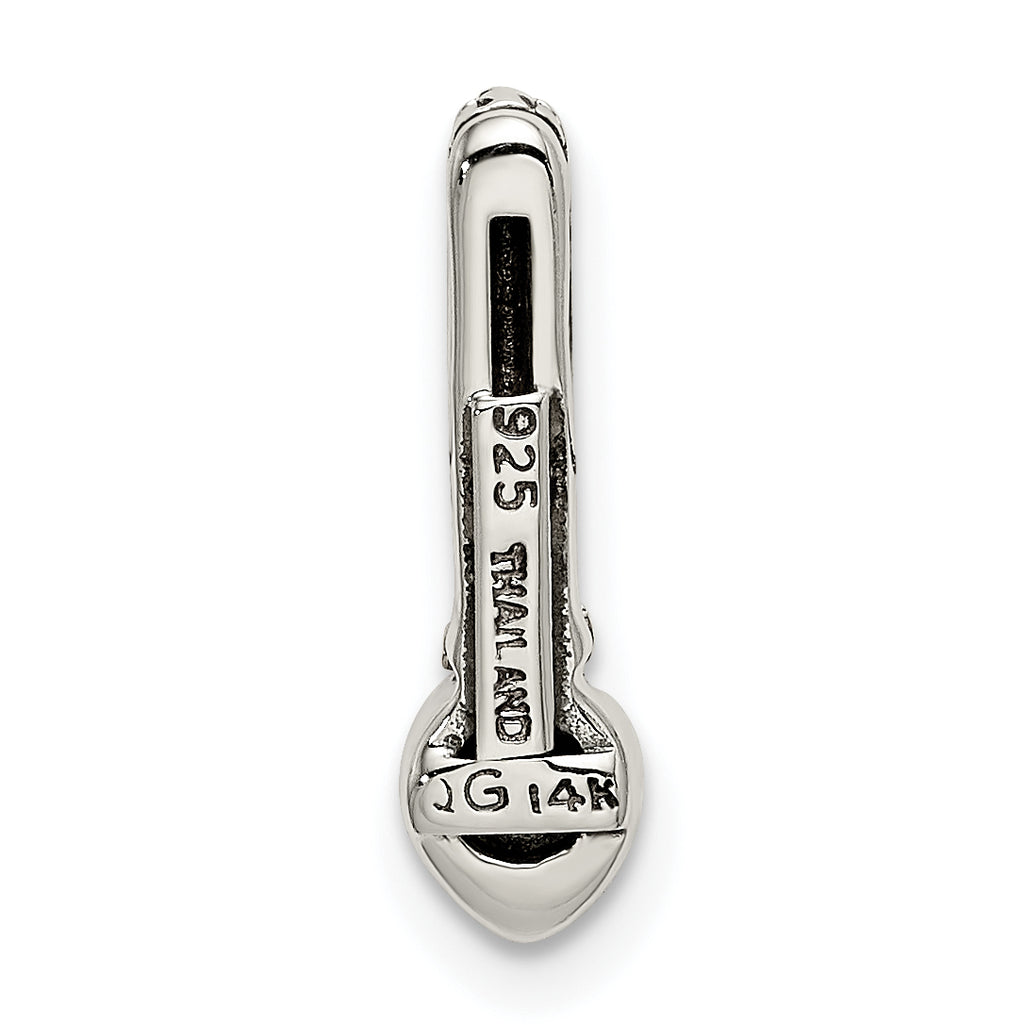 Shey Couture Sterling Silver Antiqued with 14k Accent Polished Peridot Chain Slide Pendant