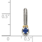 Shey Couture Sterling Silver Antiqued with 14k Accent Polished Created Sapphire Chain Slide Pendant