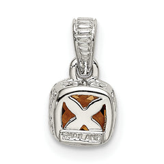 Shey Couture Sterling Silver Rhodium-plated with 14k Accent Polished Cushion-cut Citrine Pendant