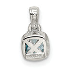 Shey Couture Sterling Silver Rhod-plated with 14k Accent Polished Cushion-cut Light Swiss Blue Topaz Pendant