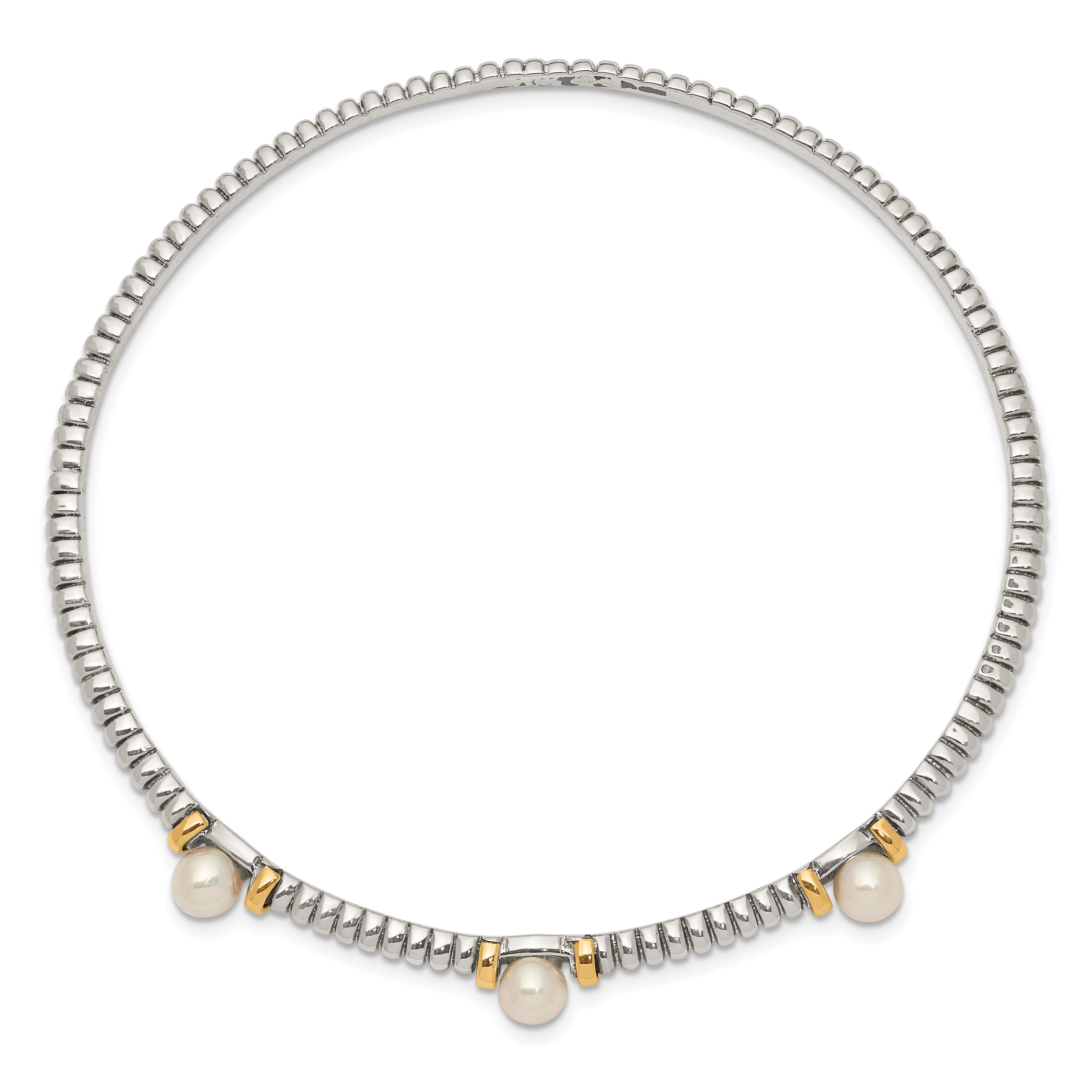 Sophia Jewelers Sterling Silver 14K Gold Pearl Bangle Bracelet Secondary image