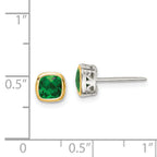Shey Couture Sterling Silver Rhodium-plated with 14k Accent Created Emerald Square Stud Earrings