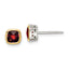 Shey Couture Sterling Silver Rhodium-plated with 14k Accent Garnet Square Stud Earrings