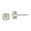 Shey Couture Sterling Silver Rhodium-plated with 14k Accent Aquamarine Square Stud Earrings