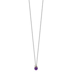 Shey Couture Sterling Silver with 14K Accent 18 Inch Round Amethyst Necklace with 2 Inch Extender