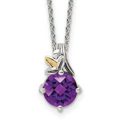Shey Couture Sterling Silver with 14K Accent 18 Inch Round Amethyst Necklace with 2 Inch Extender