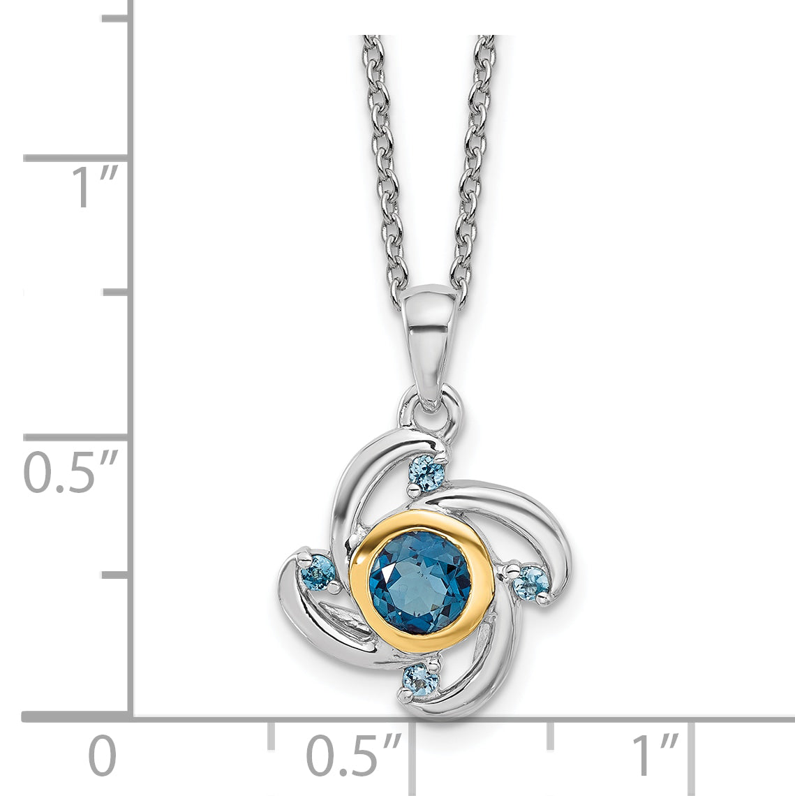 Shey Couture Sterling Silver Rhodium-plated with 14K Accent .51London Blue Topaz / .08Swiss Blue Topaz 18 inch Necklace