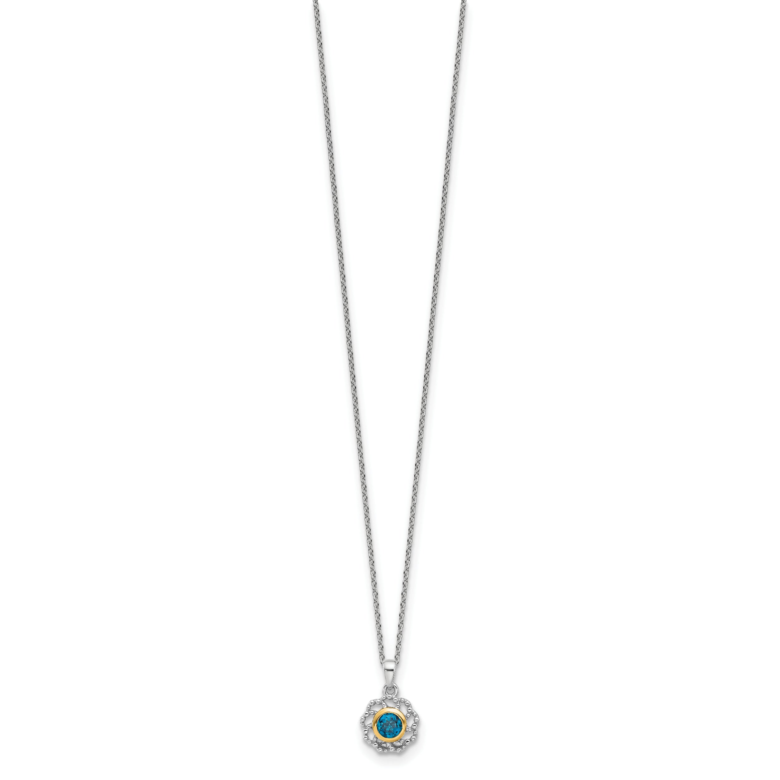 Shey Couture Sterling Silver Rhodium-plated with 14k Accent London Blue Topaz 18 inch Necklace