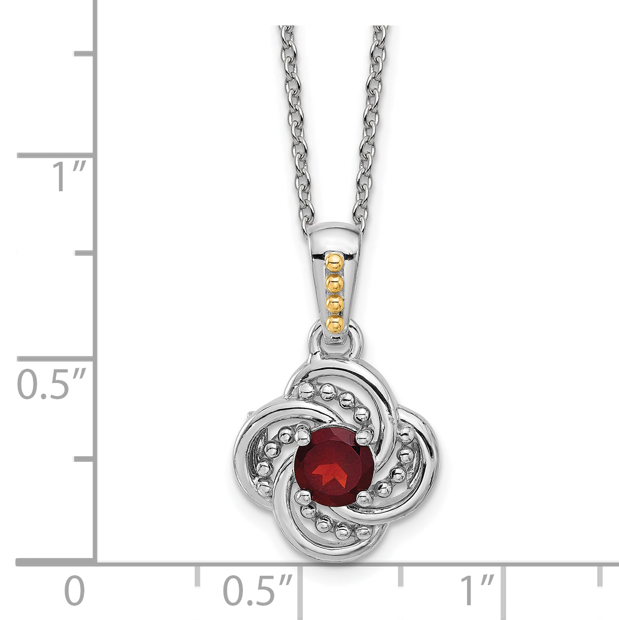 Shey Couture Sterling Silver Rhodium-plated with 14k Accent Garnet 18 inch Necklace