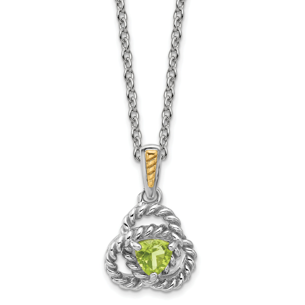 Shey Couture Sterling Silver Rhodium-plated with 14k Accent Peridot 18 inch Necklace