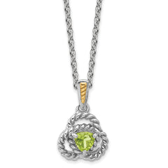 Shey Couture Sterling Silver Rhodium-plated with 14k Accent Peridot 18 inch Necklace