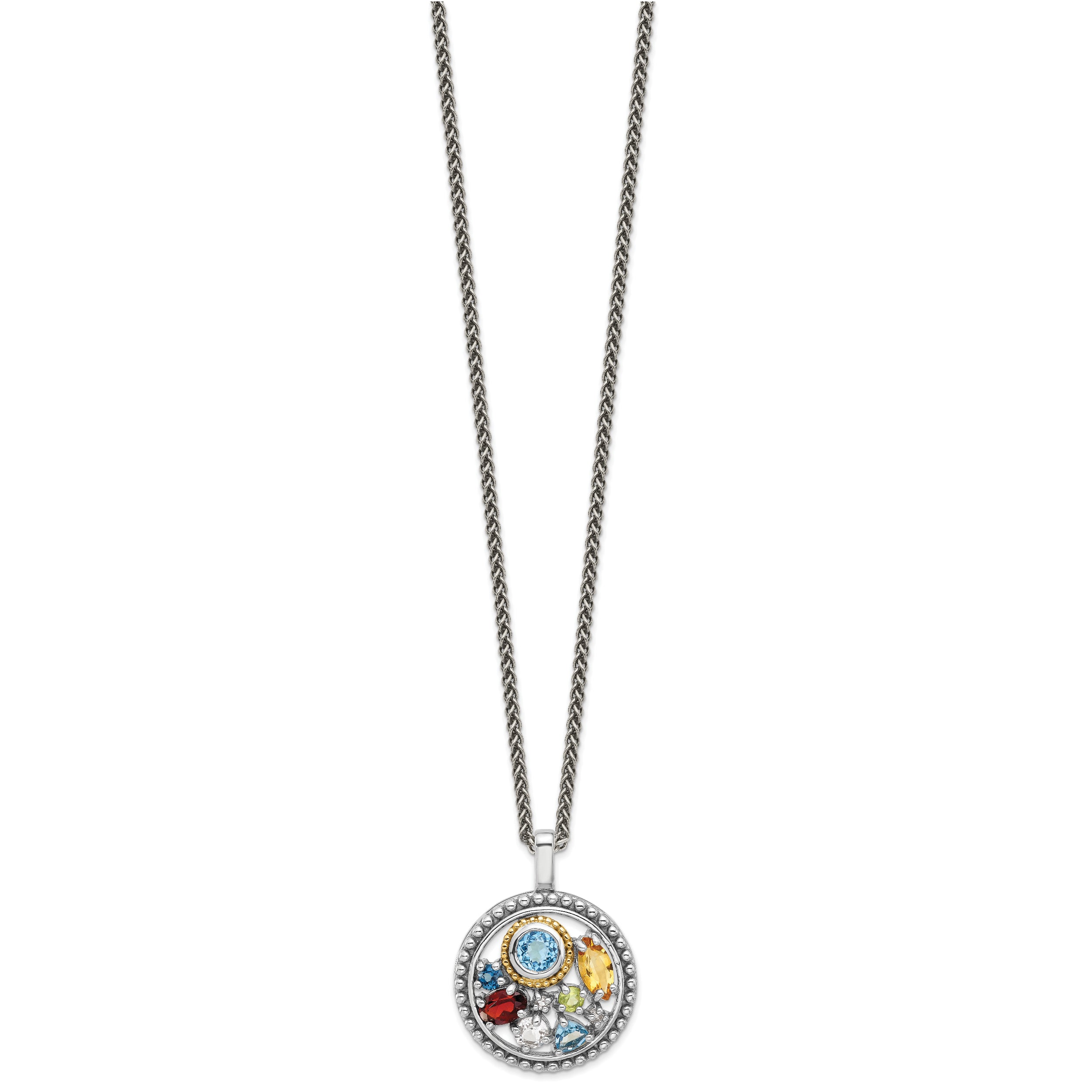 Shey Couture Sterling Silver Rhodium-plated with 14k Accent  .43 Citrine/.93 Swiss Blue Topaz/.14 Light Blue Topaz/.13 Peridot 18 inch Necklace