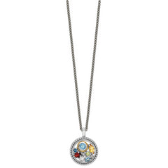 Shey Couture Sterling Silver Rhodium-plated with 14k Accent  .43 Citrine/.93 Swiss Blue Topaz/.14 Light Blue Topaz/.13 Peridot 18 inch Necklace