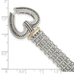 Shey Couture Sterling Silver with 14K Accent 7.75 Inch Antiqued Diamond Heart Bracelet