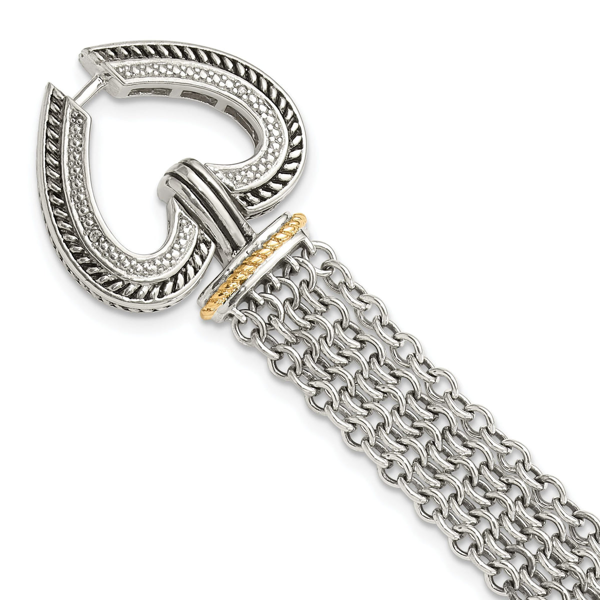 Accent Diamond Heart Bracelet in Sterling Silver, 12mm (0.01 ct. tw.), 7.8 Inch - Sophia Jewelers Main image