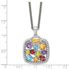 Shey Couture Sterling Silver Rhodium-plated with 14k Accent  .9 Citrine/.77 Amethyst/.84 Swiss Blue Topaz/.83 Peridot 18 inch Necklace