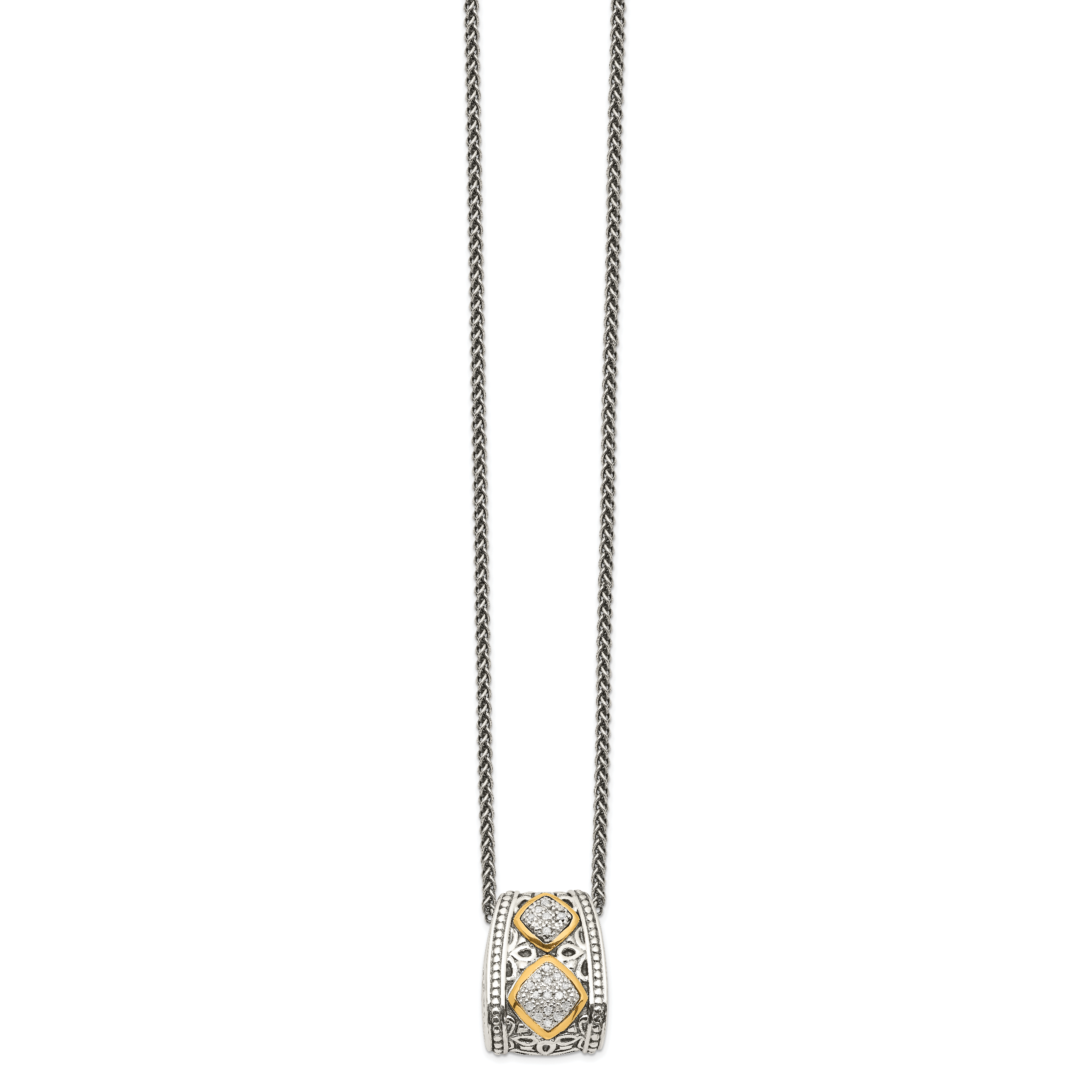Shey Couture Sterling Silver Antiqued with 14K Accent Diamond 18 Inch Necklace Secondary image