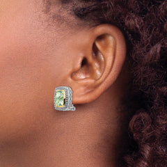 Sophia Couture Sterling Silver 14K Gold Accent Green Quartz Earrings